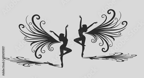 Ballerina. Two vector ballet girls silhouettes. EPS version.