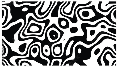 Abstract black and white wavy organic pattern background with fluid amoeba-like shapes – modern minimal monochrome design for posters, branding, textiles, and digital art projects