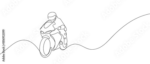 Big bike motorcycles in one continuous line one line vector illustration Editable stroke.