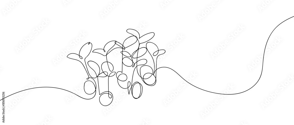 Obraz premium A tree sapling grows from a seed in one continuous line. one line vector illustartion Editable stroke.