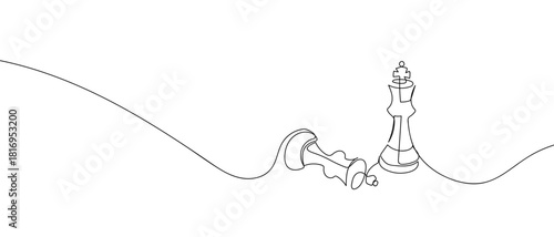 Two chess pieces in one continuous line one line vector illustartion Editable stroke.