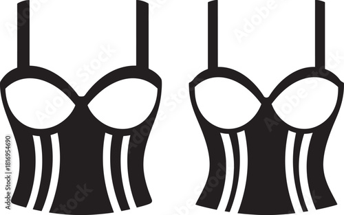 Two black corset tops silhouette