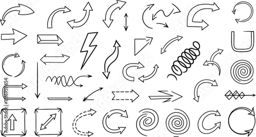 Hand drawn arrow collection sketchy vector arrows in various styles and directions