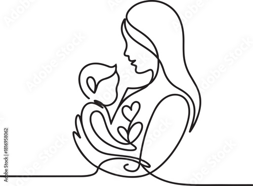 Mother loves with his soon.one line vector illastration with out backgraund