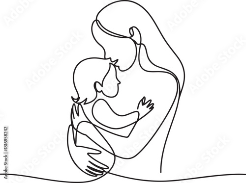 Mother loves with his soon.one line vector illastration with out backgraund