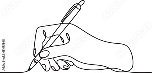 line art hand writing continuous line art drawing hand with pen line art illustration.one line icon with out background