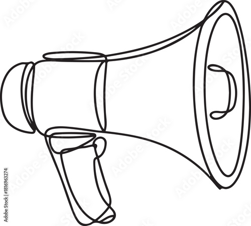 Continuous single one line art drawing of megaphone speaker for news and promotion.one line icon with out background