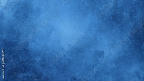 Abstract Dramatic Deep Blue Cloudscape Texture Watercolor Background with Bright Central Glow for Fantasy, Sci-Fi, Aquatic & Digital Design