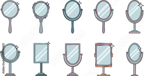 A Collection of Decorative Hand Mirrors in Various Shapes