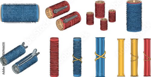 Variety of Hair Curlers Illustration Styling and Beauty Accessories