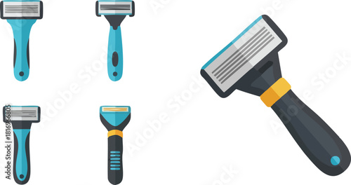 Razor Collection Shaving Essentials in Vector Illustration
