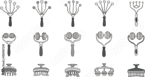 Diverse Massage Tools Collection for Relaxation and Wellness