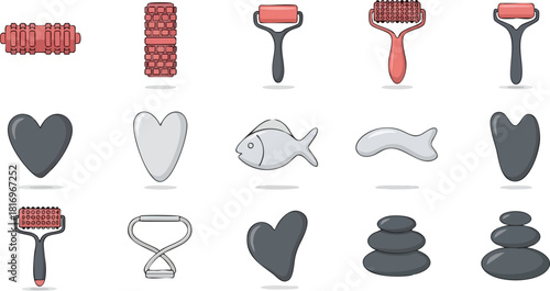 Diverse Set of Massage Tools and Accessories for Relaxation and Well-being