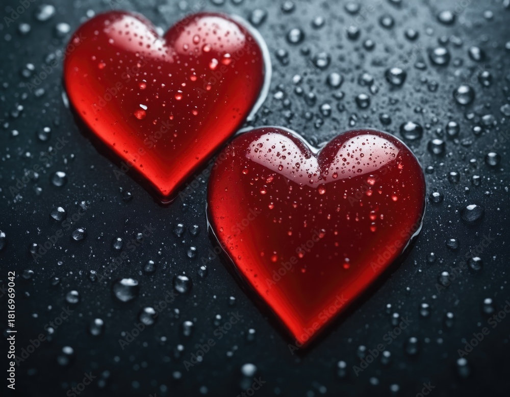 Obraz premium Heart shaped blood drop, on blue background.