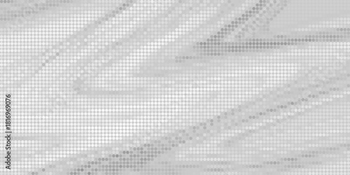 Dot white gray wave light technology textured abstract background. Background with monochrome dot texture.