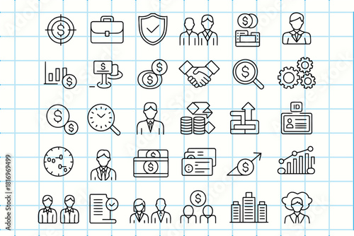 Business and Finance Icons A Comprehensive Set of Doodle-Style Icons