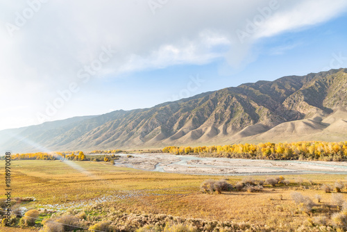 The Shilik river near the Saty village. Almaty region, Kazakhstan.