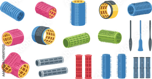 Colorful Hair Curlers Variety Collection for Styling and Beauty