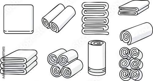 Neat and Organized Towels A Collection of Rolled, Folded, and Stacked Linens