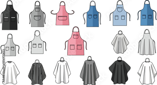 Colorful Aprons and Ponchos Kitchen Wear and Protective Garments Collection