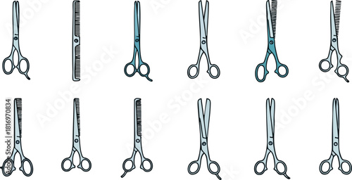 Collection of Surgical Scissors Illustrations for Medical Use