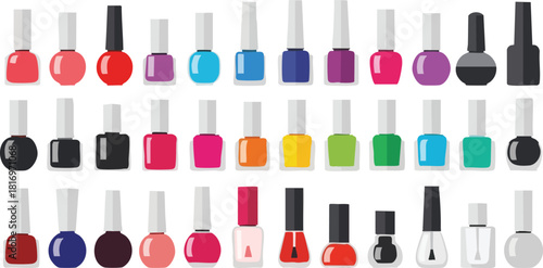 Colorful Collection Assorted Nail Polish Bottles in Vibrant Hues