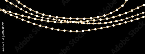 pearl necklace on white background, pearl necklace isolated on white, gold necklace on white background, Christmas lights with glowing bulbs for holiday cards abstract background with golden lights