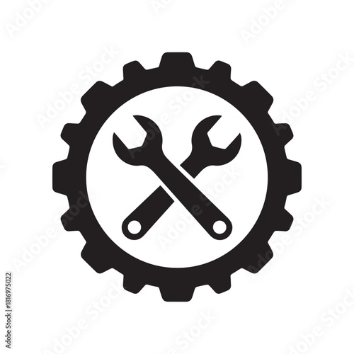 Gear and crossed wrenches icon representing settings and service