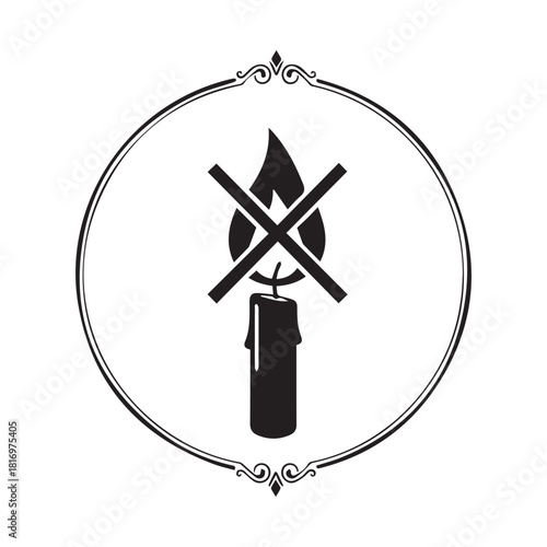 No open flames prohibition icon. safety warning graphic symbol