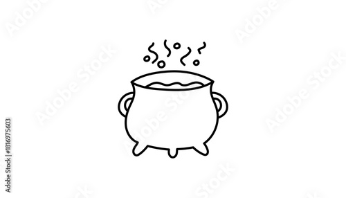A cauldron with spiritual pot shows astrology and brew. Occult mystic elements with ritual and symbol.