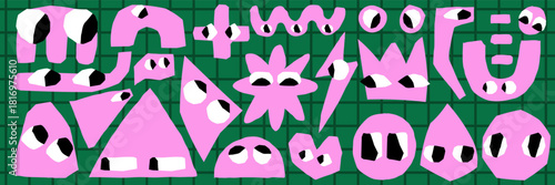 Cutout abstract shapes with emotion. Funny organic vector element