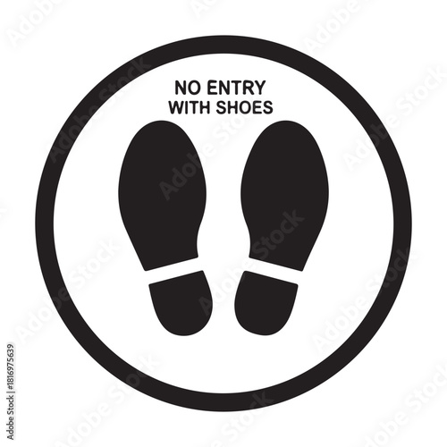 Prohibited footwear zone symbol, no entry with shoes icon