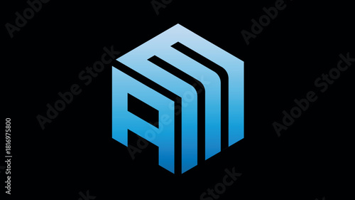 Modern geometric monogram am logo design