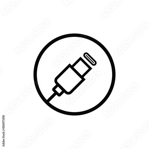 USB Type C Cable Icon Minimal Line Art
