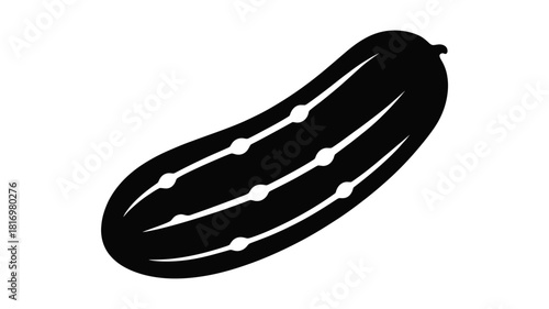 Simple black silhouette of a dill pickle