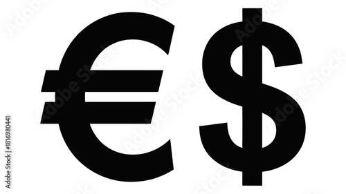 Euro and dollar currency symbols side by side
