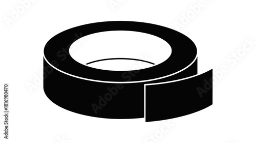 Black roll of tape with a piece unrolled