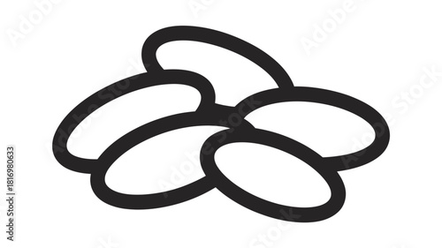 Stylized cluster of oval shapes in black and white