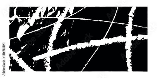 Black grunge scratch vector background with transparent area for banner design