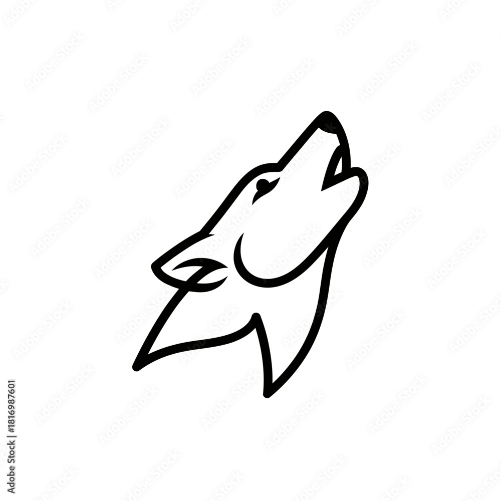 Obraz premium Minimalist Wolf Monoline Logo – Clean Geometric Solid Vector Outline