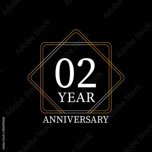 02th anniversary logo or icon. Birthday, jubilee, celebrate emblem templae. Celebration, invitation, marriage badge, label or banner design. Vector illustration