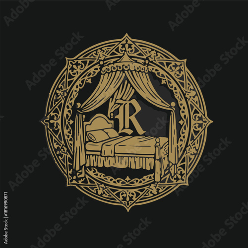 Bold Gothic Rest Gold Boutique Logo Design.eps