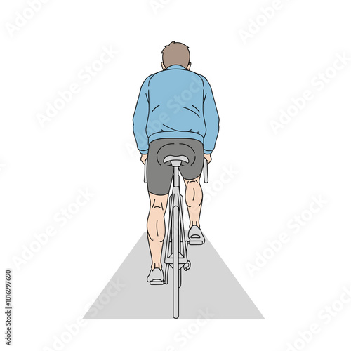 Man cycling on a simple road in casual sportswear, concept of No Trousers Ride  