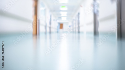 Blurred hospital corridor interior abstract background for medical concepts
