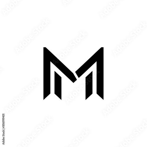 Geometric Monogram M Logo – Minimalist Solid Black Vector Branding