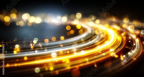 Fototapeta Naklejka Na Ścianę i Meble -  Bright yellow line with many small circles on it. The circles are all different sizes. The image has a dreamy