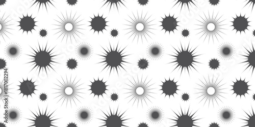 Seamless pattern with suns on a white background