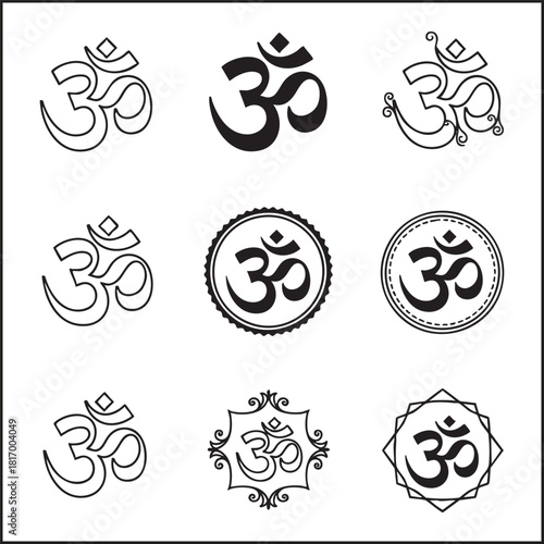 Om / Aum Symbol Vector Set for Yoga and Spiritual Branding
