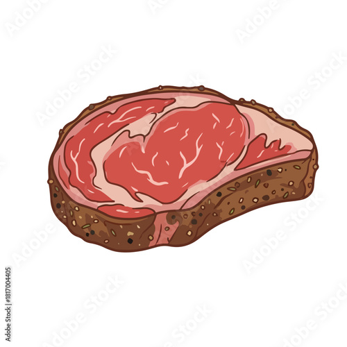 Slice of Roasted Prime Rib Dinner Vector Illustration