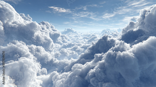 Point of view flying through bright white clouds toward a distant ground below, creating a cinematic aerial descent with depth, motion, and a sense of speed and freedom in open sky.
